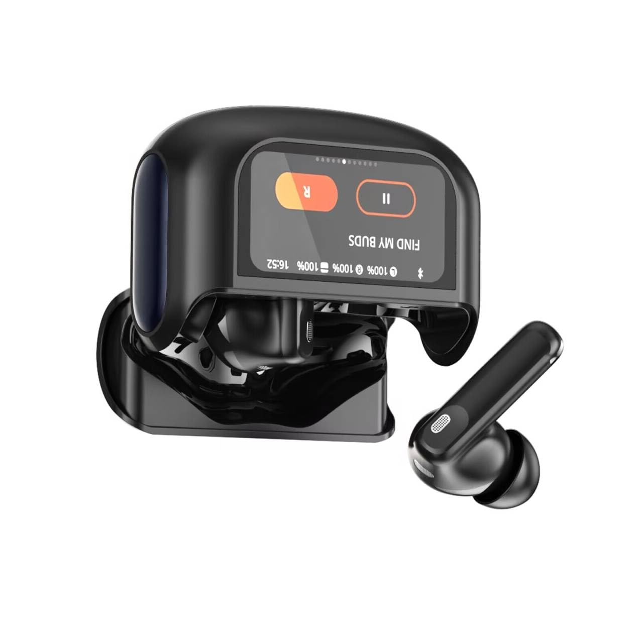 Dark Black Wireless Ear Buds Bluetooth Headphones, Smart Touch Screen Earbuds Wireless Earphones ENC/ANC Mic