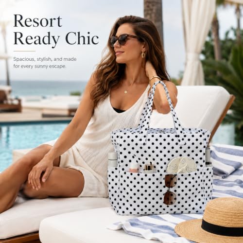 Image of LEDAOU Beach Bag Waterproof Sandproof Women Beach Tote Pool Bag with Zipper for Swim Gym Grocery Travel with Wet Pocket | Sandproof