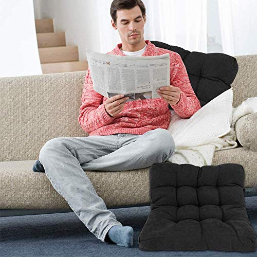 Bilkoivn Square Meditation Pillow For Seating On Floor,Solid Thicken Futon Pillow Seat Tatami Floor Cushion For Yoga Corduroy Chair Pad Adults And Kids,22X22 Inch,Black #TOP4