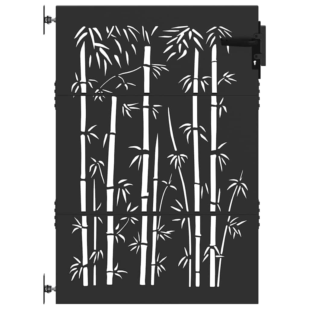 vidaXL Garden Gate with Lock Black 85 x 125 cm Powder-coated steel, Garden and Terrace, Rectangular, Durable Metal Gate, Stylish Outdoor Barrier, Rust-Resistant, Modern Design, Secure