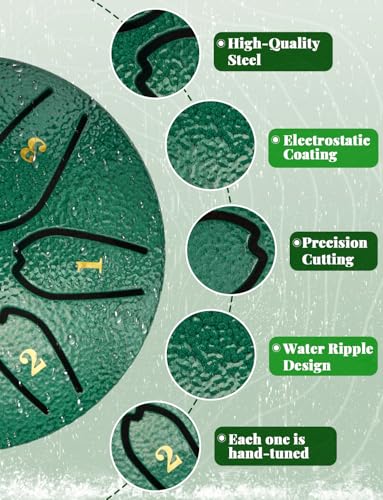 Emerald 3" 6 Notes Steel Tongue Drum for Kids & Sound Healing