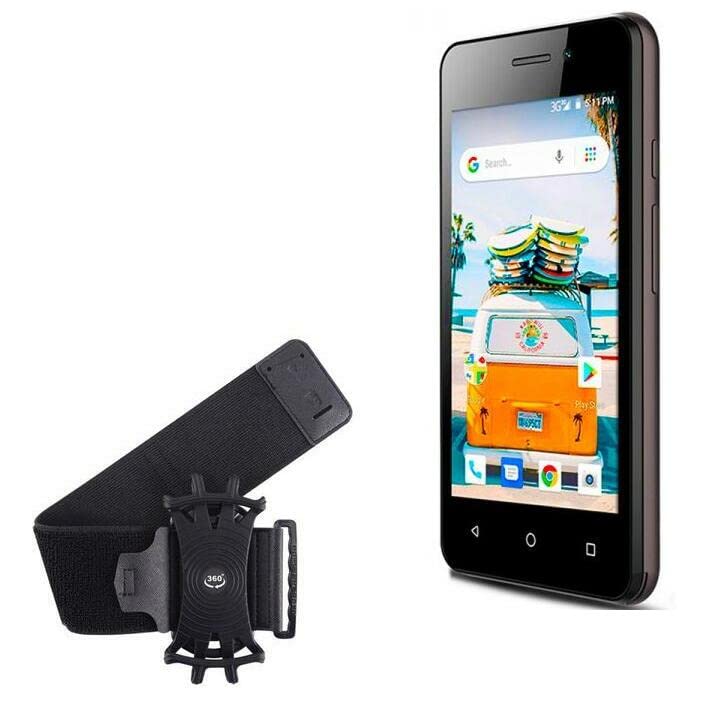 BoxWave Holster Compatible with Yezz Andy 4E7 - ActiveStretch Sport Armband, Adjustable Armband for Workout and Running - Jet Black