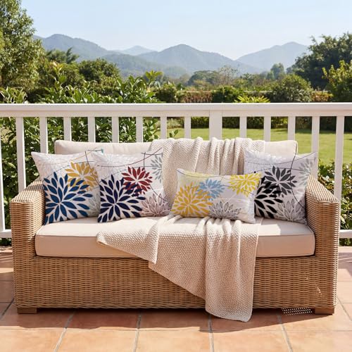 Housse de coussin extérieur imperméable dahlia pour jardin cosy