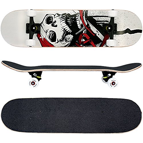 FunTomia Skateboard mit ABEC-9 Kugellager Rollenhärte 100A und 100% 7-lagigem kanadisches Ahornholz Skate Board mit Kicktail