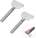 2 Pcs Silver Toothpaste Squeezer Stainless Steels Tube Squeezer Keys Salon Toothpaste Metal Tube Squeezers Toothpaste Roller for Paint, Cream, Cosmetic and Hair Dye,Bathroom Accessories
