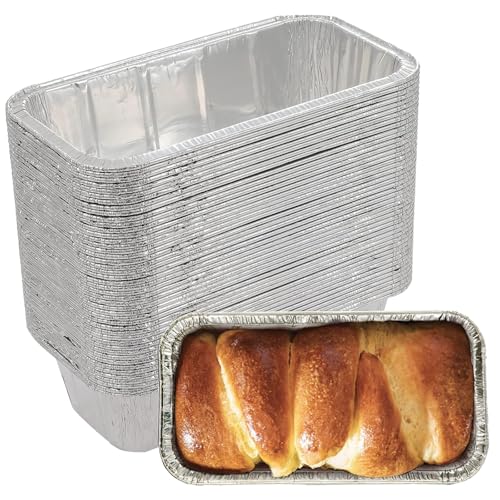 JIUMO 50 Pack Disposable Aluminum Foil Loaf Pans, 2Lb Aluminum