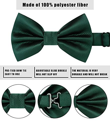 Image of HISDERN Bow Ties for Men Solid Color Pre-Tie Bow Tie and Pocket Square Set Classic Formal Tuxedo Bowties for Wedding Party