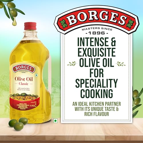 Image of Borges Classic Olive Oil - 2 L |Packed in Spain |75% MUFA | Rich in Antioxidants | Ideal For Mediterranean dishes like Pizza, Pasta and speciality dishes