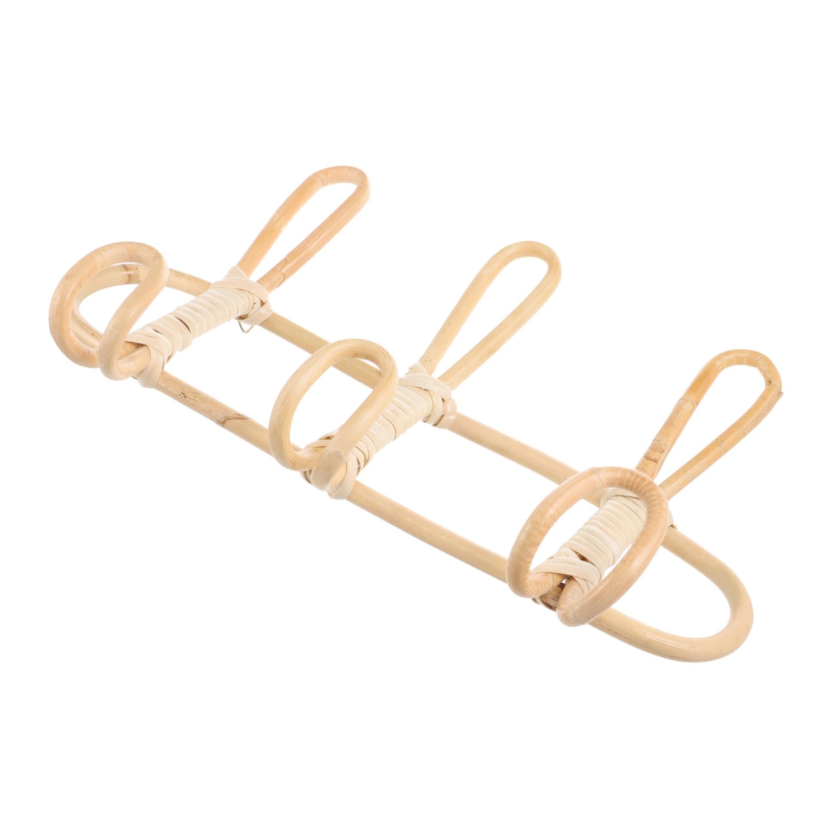 Perchero de Pared de Mimbre Natural con Ganchos Estante Ligero y Resistente para Dormitorio y Baño Organizador Vintage para Toallas y Ropa