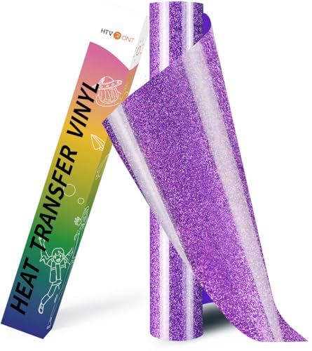 Image of HTVRONT Glitter HTV Heat Transfer Vinyl Roll - 10 inch x 8ft Purple Glitter HTV Vinyl for T-Shirts, Purple Glitter Iron on Vinyl for All Cutter Machine - Easy to Cut & Weed for Heat Vinyl Design