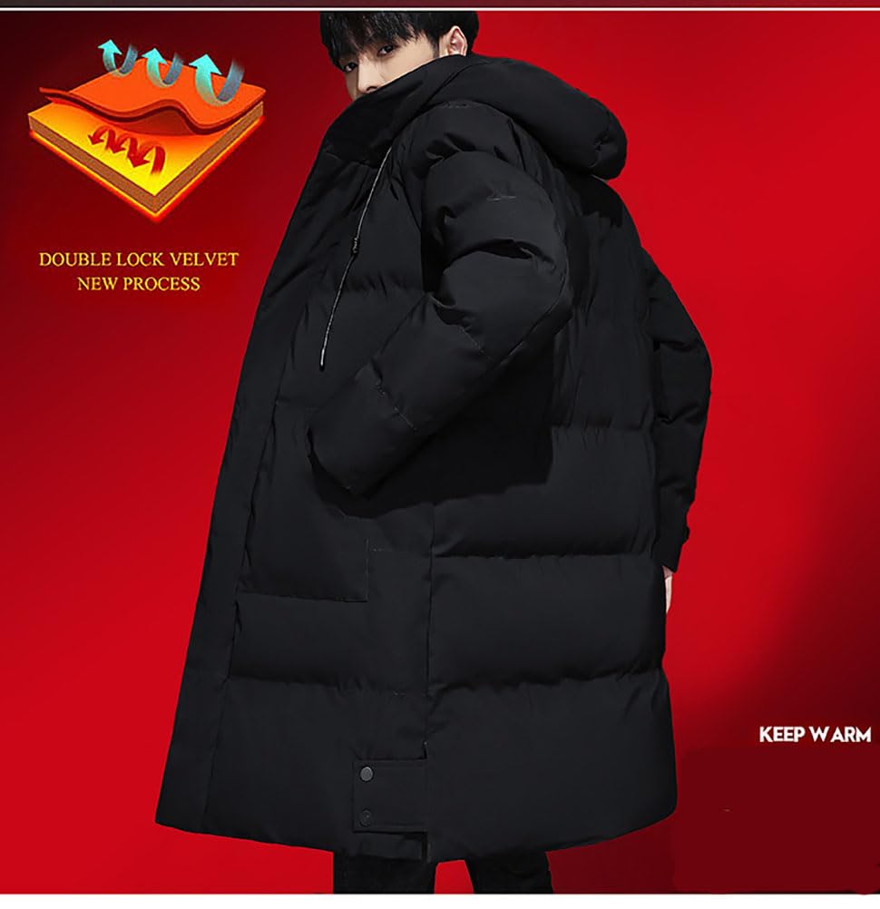 Parka Homme Doudoune Longue Chaude Polaire Manteaux Manches Longues Veste à Capuche Épais Automne Hiver
