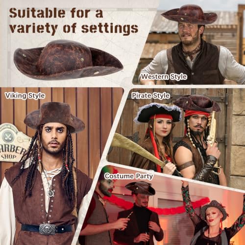 TYSM-CC Chapeau pirate tricorne marron pour Halloween cosplay fête – vue 6