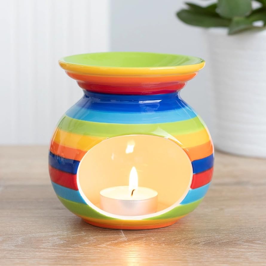Diffuseur d'huiles essentielles céramique arc-en-ciel et brûleur de cire - 7