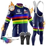 Abbigliamento Ciclismo Uomo Invernale Tuta da Ciclista Manica Lunga Completo Strada MTB Bi...