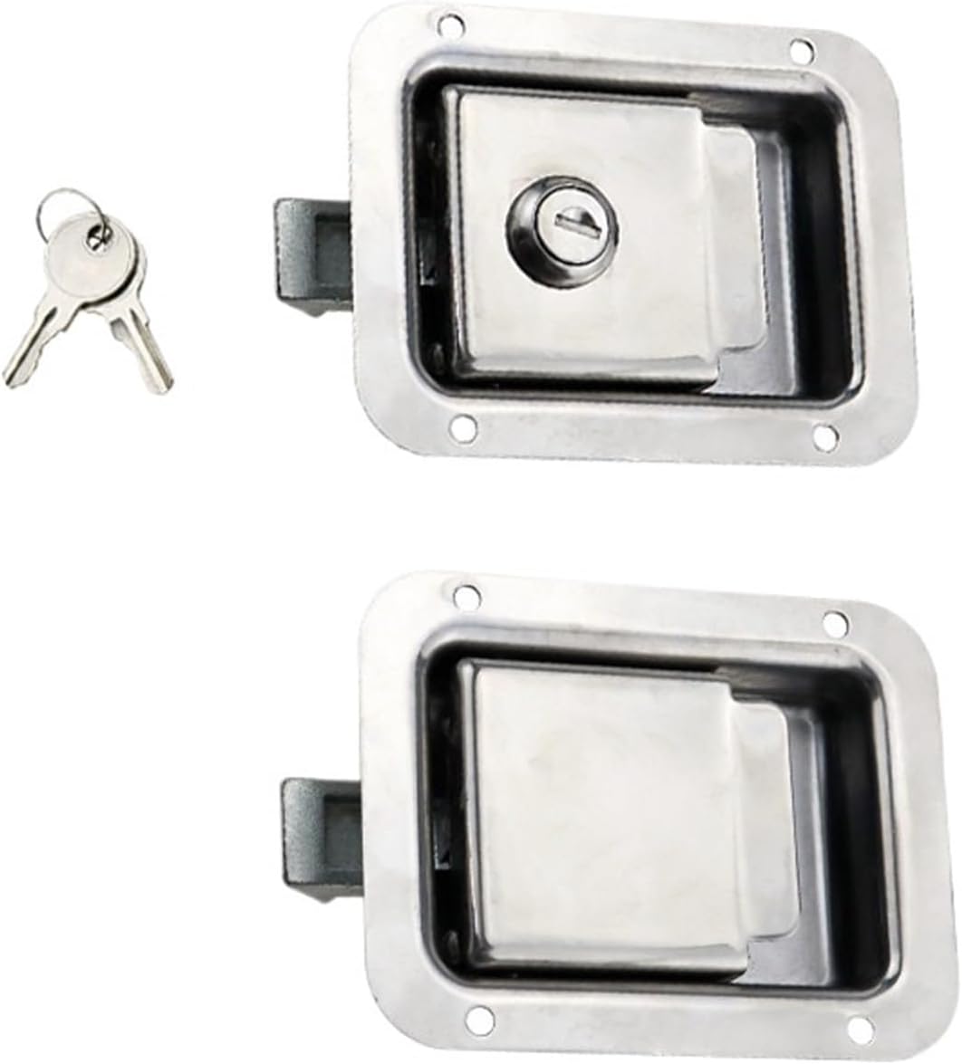 Pull Type Reinforced Flat Lock 304 Stainless Steel Embedded Door Toolbox Car 1Pcs(with Lock)
