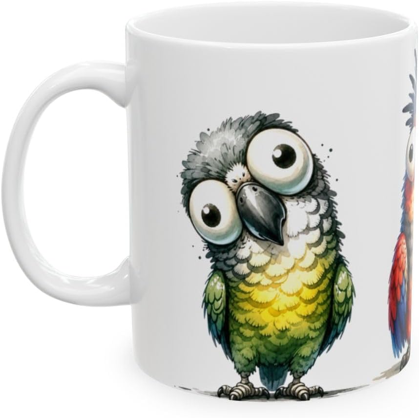 Funny Parrot Mug – 15oz Ceramic Coffee Cup with Silly Bird Art – Parrot Lover Gift for Women & Men – Expressive Animal Mug for Home or Office image 4