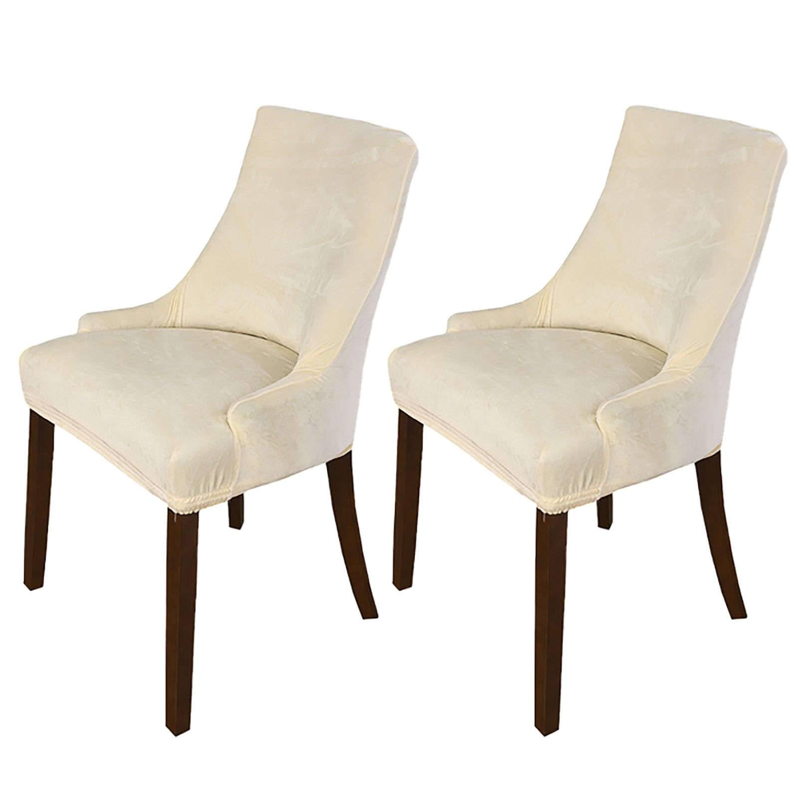 WJHDWYD Elastic Velvet Wingback Side Chair Covers, Set of 1 Thick Dining Chair Covers Removable Washable Arm Chair Protector Cover-Gold-Set of 1(Beige,Lot de 2)