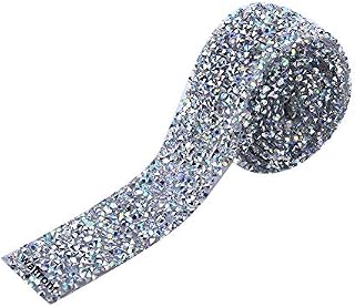 Walfront Glitter Tape Sparkle Tape 3cm Wide Shiny Masking Rhinestone Tape Sticky Adhesive DIY Tape, Crafts Gift Tape for School Office Home Decoration and Kid Projects (Silver)