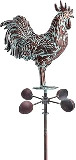 Metal Rooster Wind Spinner for Yard and Garden Statue Décor,79" Antique Copper Chicken Yard Spinner Outdoor,Kinetic Wind Sculptures & Spinners,Metal Animals Garden Stake for Patio,Lawn,Backyard