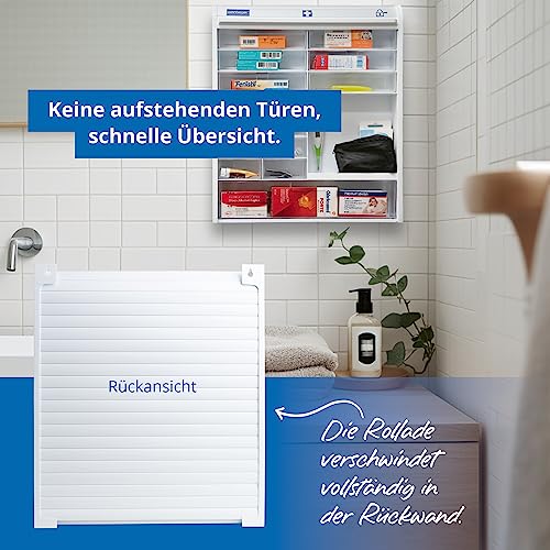 Weinberger Medizinschrank I Apotheker- und Medikamenten-Schrank I Tabletten-Aufbewahrung I Hausapotheke I Arznei- & Erste-Hilfe-Schrank I Kindersicherung I Jalousie I viele Fächer I Weiß