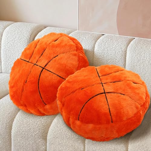 KUCCO Basketball Pillow Plush 2 Pack Fluffy Round Throw Pillow 15.7 Inch