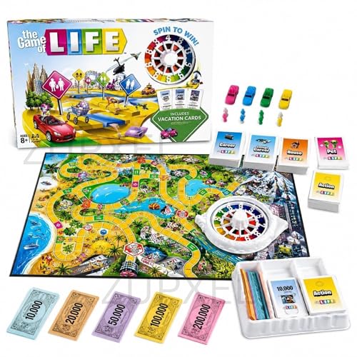 Image of The Game of Life Board Game for Kids & Family | Educational Strategy Game for 2-4 Players | Fun Indoor Tabletop Game with Cards, Spinner & Pegs | Birthday Gift for Boys & Girls Age 8+