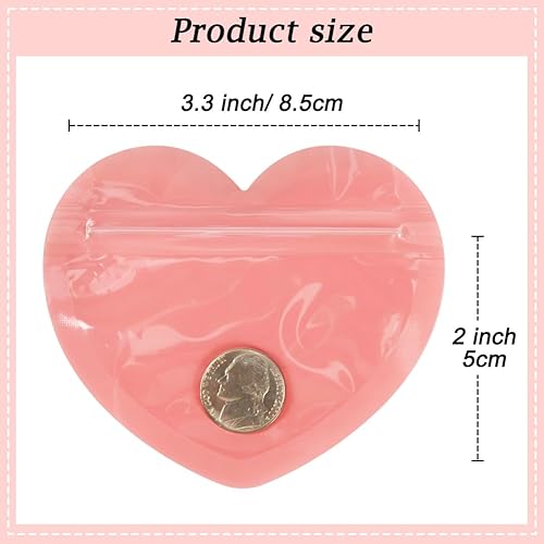 Miniatura 2 de 100 mini bolsas para pequeñas empresas, bolsas de joyería en forma de corazón de 2 x 3 pulgadas, bolsas transparentes de Mylar con cierre de
