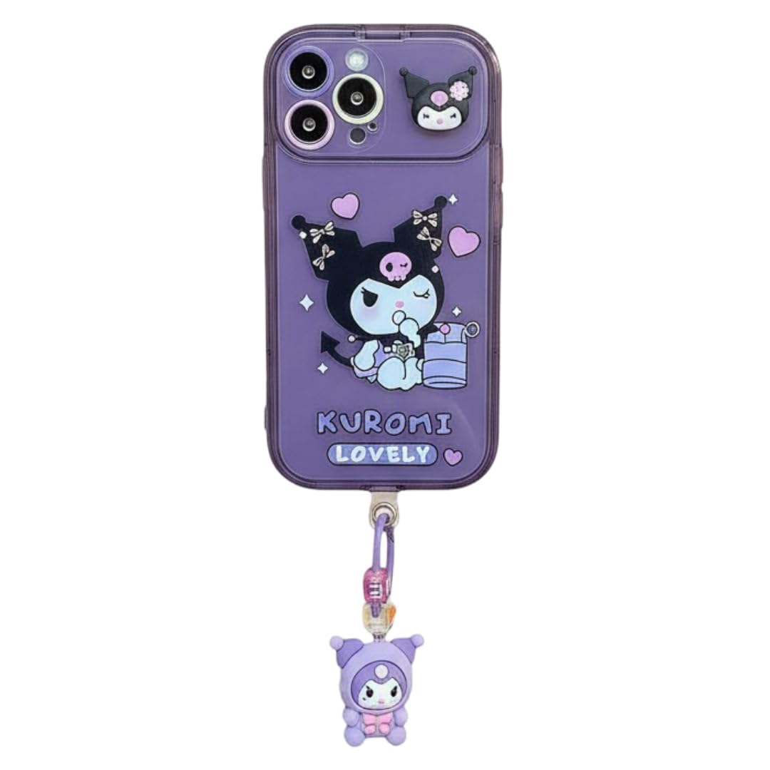 Peeperly Cartoon Kuromi Flip Mirror Case for iPhone 14 Pro, iPhone
