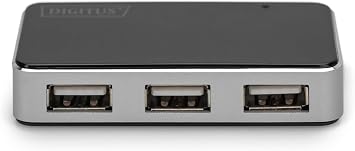 DIGITUS USB hub - 4 Ports - High-Speed USB 2.0-480 MBit/s - Plug&Play - Connection Cable 66 cm - Black