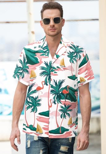 Image of Cromoncent Matching Hawaiian Outfits for Family, Dad and Son Matching Luau Beach Tropical Shirts Mommy Daughter Tropical Sets