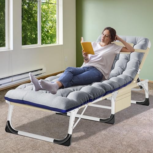 Image of ABORON Camping Cot for Adult Extra Wide, Heavy-Duty 1200D Oxford Cot for Sleeping, Portable Folding Camp Bed with Mat