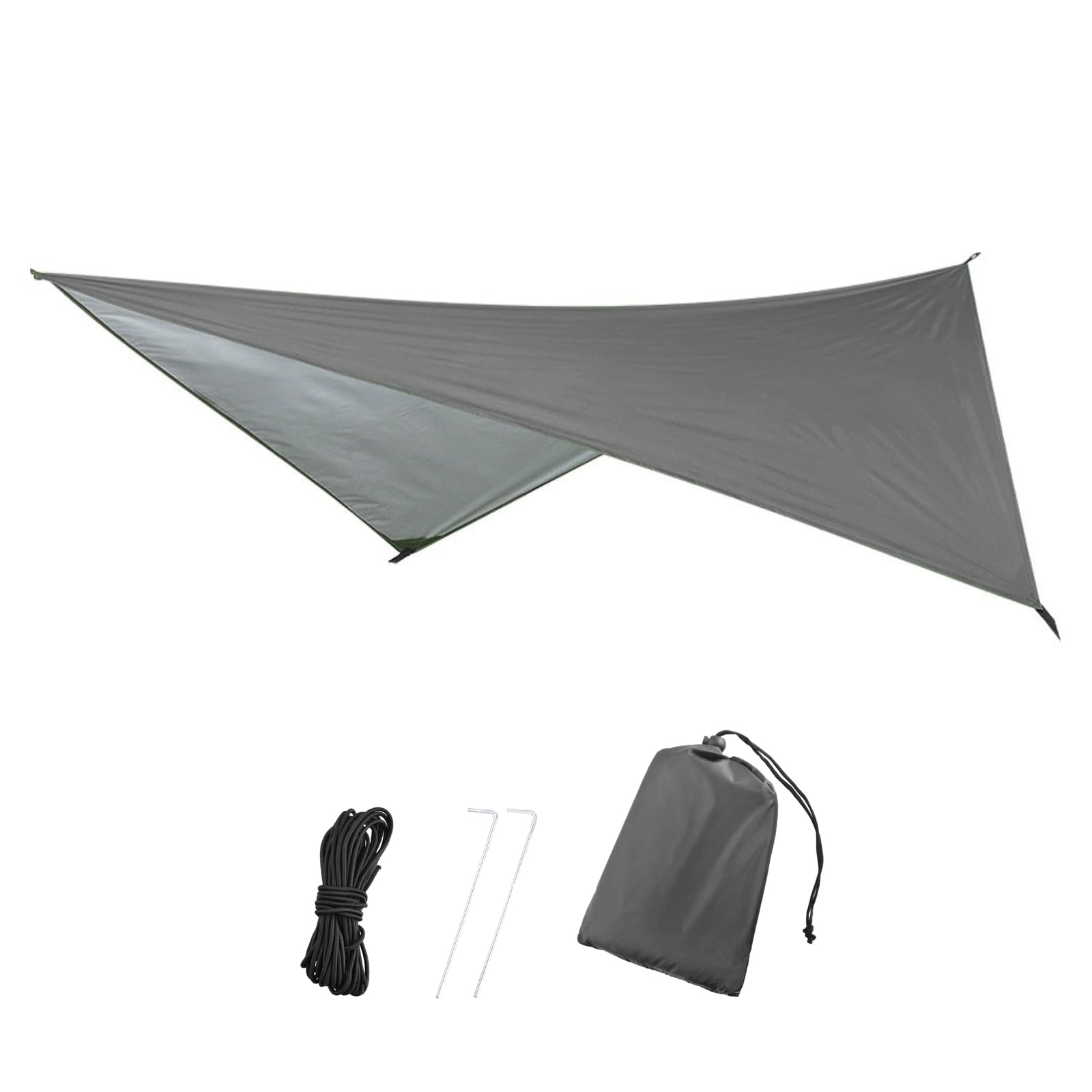 TRIWONDER Waterproof Camping Tarp Shelter Lightweight Hammock Rain Fly Tent Tarpaulin for Hiking Beach Picnic, Includes Pegs, Ropes, Carry Bag (Grey, 230 x 140 cm) — image 1