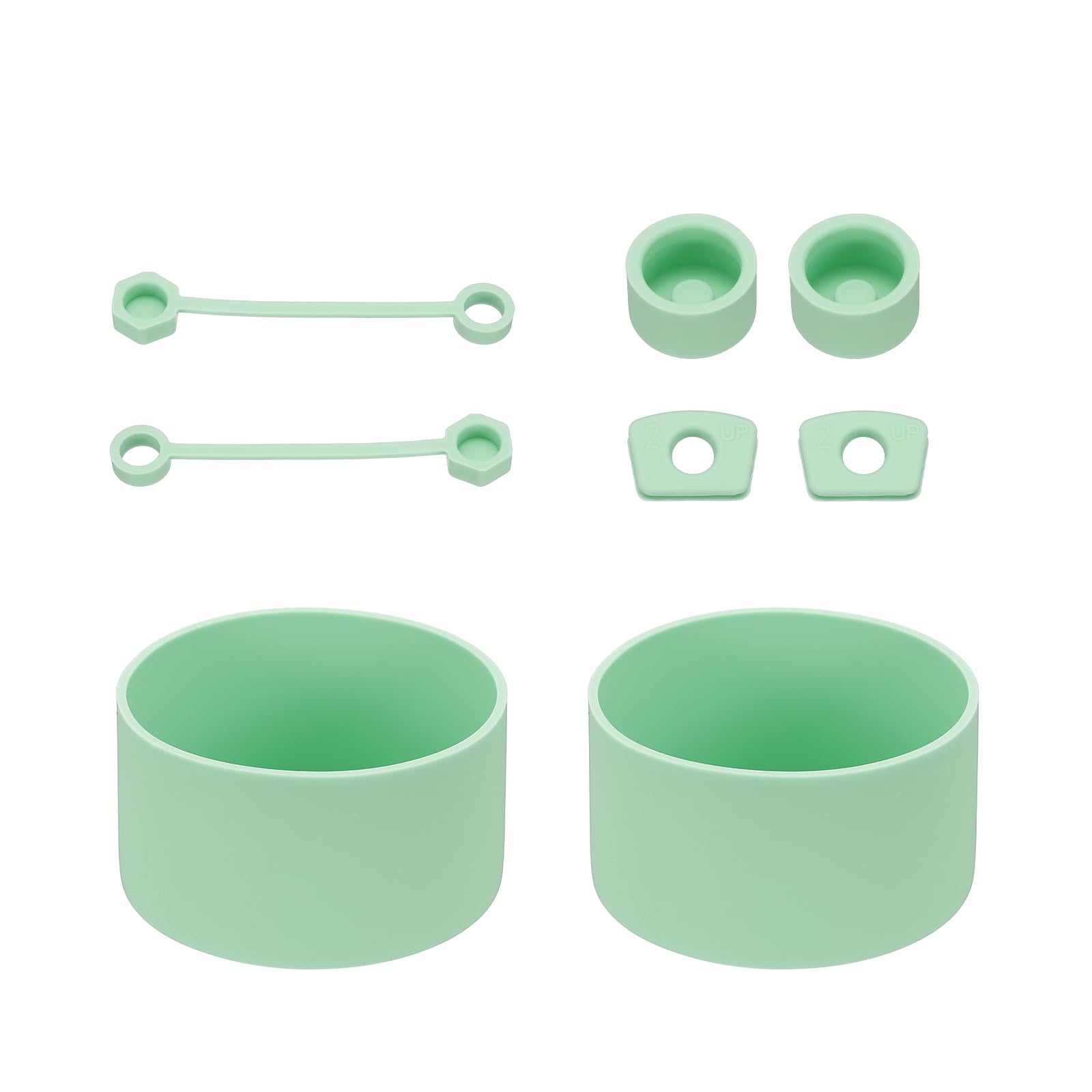 sourcing map 8 Pcs Silicone Accessories Set for 30/40oz Stanley Tumbler Cup, Including 2 Straw Cover Caps, 2 Straw Opening Leak-Proof Plug, 2 Round Leak-Proof Plug, 2 Cup Boot, Light Green