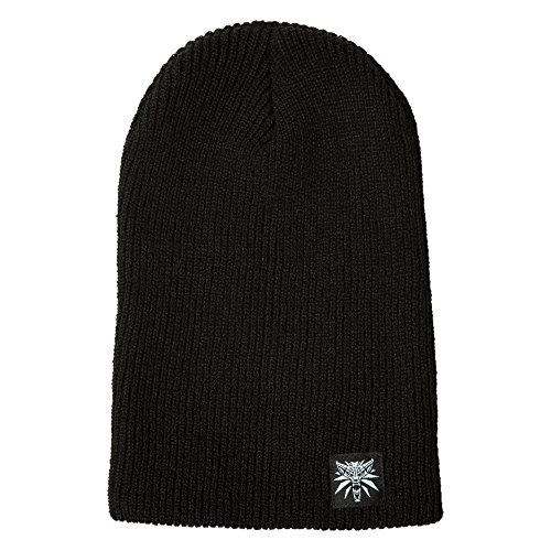 JINX The Witcher 3 White Wolf Medallion Knit Slouch Knit Beanie, Black, Adult Size