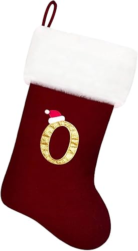 Miniatura 176 de Medias de Navidad con monograma de terciopelo rojo de 20 pulgadas con puño de felpa súper suave blanca, medias de Navidad bordadas personalizadas
