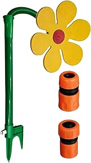 Ground Spikes Adjustable Solar Power Sprinkler with 2 Adapters for Garden Irrigation Easy Watering Connection