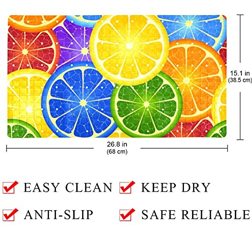 Tapis de douche antidérapant avec ventouses baignoire orange arc-en-ciel - 5