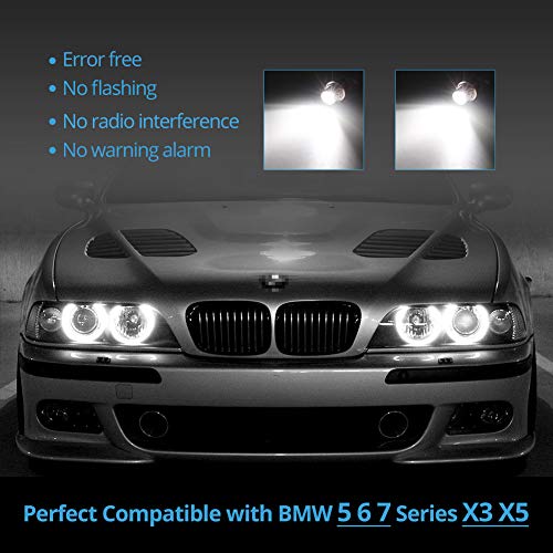 Vanjing Compatible With 10W Led Angel Eyes Halo Ring Marker Light Bulb Bmw 5 6 7 Series X3 X 5 (Compatible With E39 E53 E60 E63 E64 E65 E66 E83) (10W, White) 2Pcs #TOP2