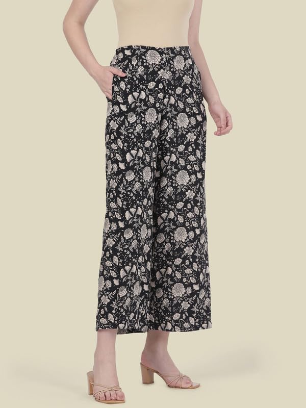 Image of GO COLORS Soft Viscose Printed Palazzo Full Length for Women| Breathable, Mid Rise