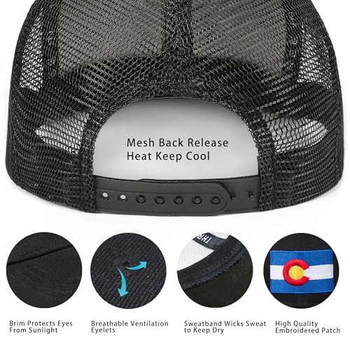 Image of Adjustable State Flag Trucker Hat Mesh Baseball Cap with Embroidered Patch for Men Women