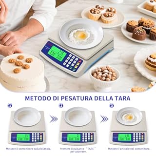 Bilancia da cucina digitale, 66LB / 30kg /1g Precisione Bilancia alimenti, 5 tipi di unità g, kg, oz, lb ml bilancia cucina professionale, Display LCD, Con Tara PCS conteggio Funzione