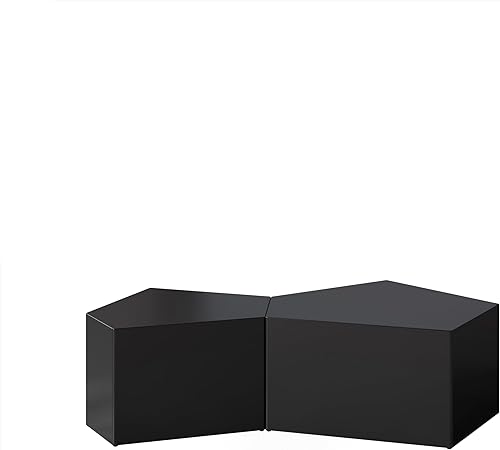 Miniatura 56 de Juego de 2 mesas de centro anidadas, mesas de café redondas de nogal, mesa redonda de madera moderna y mesa auxiliar para espacios pequeños,