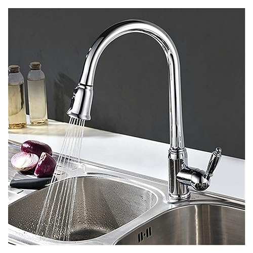 Robinet de cuisine avec douchette rétractable pour évier et bar en laiton