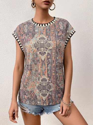 Image of Cap Sleeve Sweater Tops for Women 2026 Knit Summer Sleeveless Tank Vest | Slim Fit, Trendy Color Block, Soft, Skin-Friendly, Strechy, Lightweight, Breathable, Casual Daily Wear