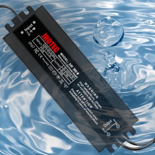 Image of LED Driver 200W, Waterproof IP67 Power Supply AC110-130V to 24V DC 8.33A Low Voltage Transformer Ultra Thin Adapter,with UL 3-Prong Plug for Outdoor LED Lights,Computer Project,Water Pump etc