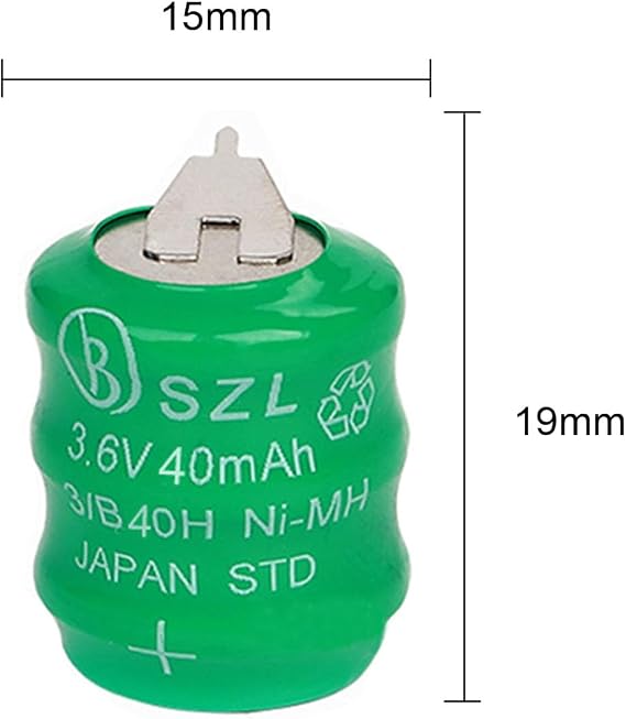2 Pack 3.6V 40mAh Ni-MH Battery for Varta 3/V40H 55608303012 PLC CNC Chip Data Power Supply 2 Pin
