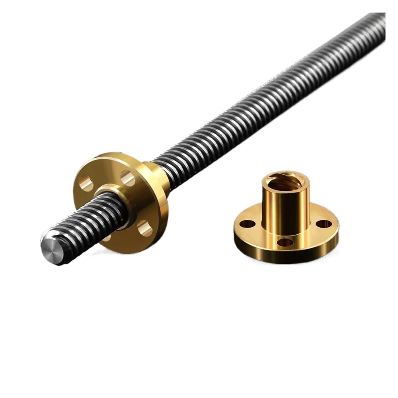Metal Ball Screw nut Lead 8mm 2Set T2 T8 Lead Screw 100mm-500mm Screw 8mm Trapezoidal Screws Copper Nuts(450mm with Nut)