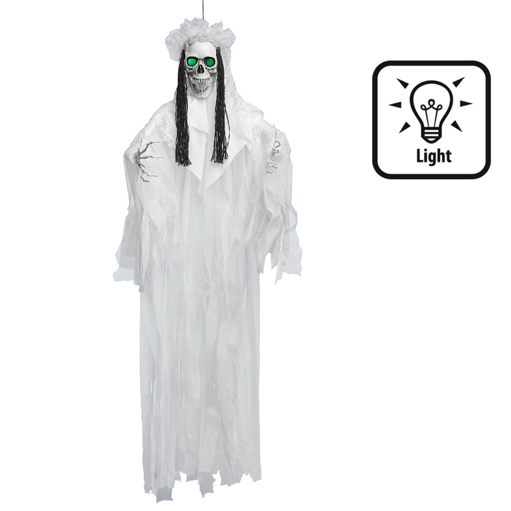 Boland 73093 - Horror Braut, 160 cm, Hängedeko für Halloween mit Licht, inkl. Batterien, Party Deko, Horror Deko für Mottoparty