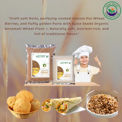 Image of Eywa Seeds & Exports Pvt Ltd Organic Sonamoti Wheat /Pagambari Wheat Flour (10 Kg) For Eating And Cooking|Sonamoti Golden Daane Wheat|Produce Of India From Organic Farms