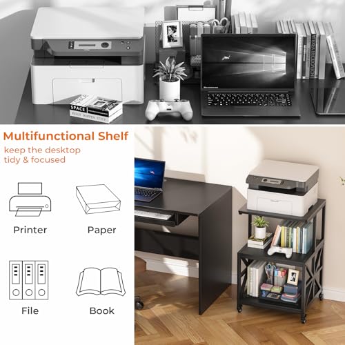 Image of GreenForest Printer Stand with Lockable Wheels, Heavy Duty Printer Table